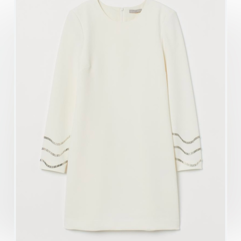 H&M long sleeve cream dress with gorgeous sleeve detail
